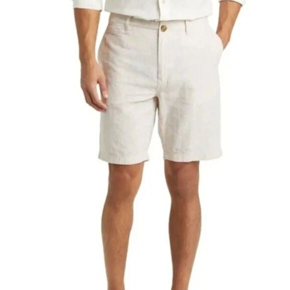 14th & Union Slim Fit Casual tan linen blend shorts. 100% cotton size 40 NWT - Picture 3 of 6